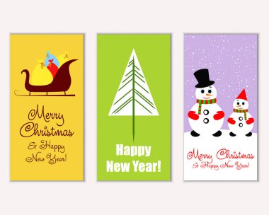 mutlu Noeller ve mutlu yeni yıl tebrik kartları vektör çizim