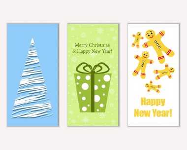 vektör çizim kış tatil tebrik kartları