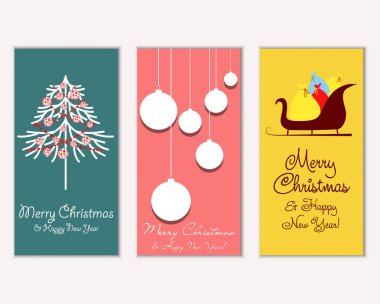 mutlu Noeller ve mutlu yeni yıl tebrik kartları vektör çizim