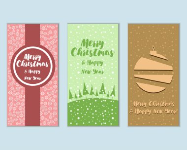 mutlu Noeller ve mutlu yeni yıl tebrik kartları vektör çizim