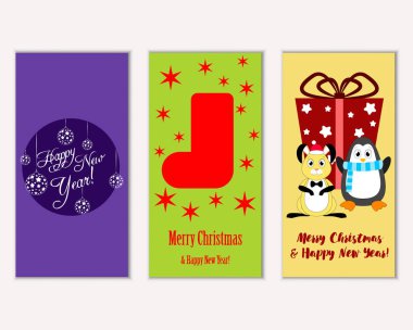 vektör çizim kış tatil tebrik kartları