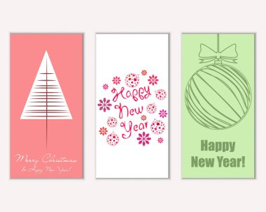 mutlu Noeller ve mutlu yeni yıl tebrik kartları vektör çizim