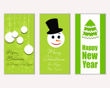 mutlu Noeller ve mutlu yeni yıl tebrik kartları vektör çizim       