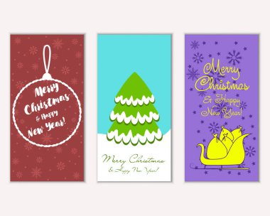 vektör çizim kış tatil tebrik kartları