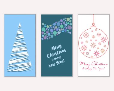 vektör çizim kış tatil tebrik kartları