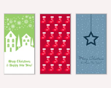 mutlu Noeller ve mutlu yeni yıl tebrik kartları vektör çizim      