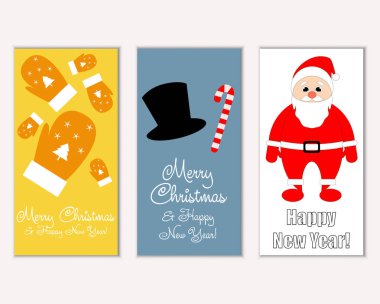 mutlu Noeller ve mutlu yeni yıl tebrik kartları vektör çizim       