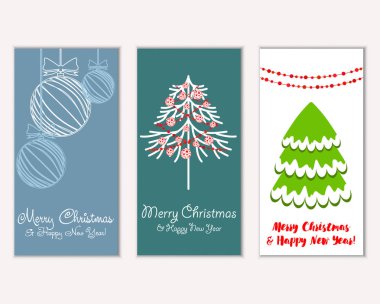mutlu Noeller ve mutlu yeni yıl tebrik kartları vektör çizim