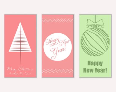 mutlu Noeller ve mutlu yeni yıl tebrik kartları vektör çizim