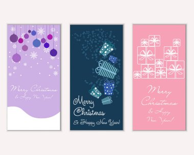 Renkli Noel kartları ile yeni yıl süslemeleri, illüstrasyon vektör