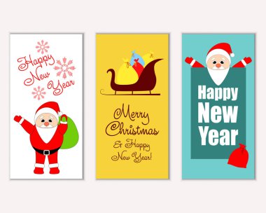 vektör çizim kış tatil tebrik kartları