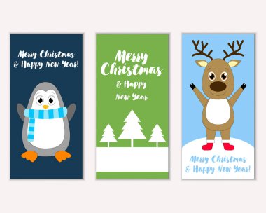 Renkli Noel kartları ile yeni yıl süslemeleri, illüstrasyon vektör
