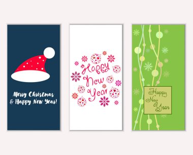 Renkli Noel kartları ile yeni yıl süslemeleri, illüstrasyon vektör