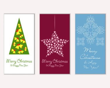 Mutlu Noeller ve mutlu yeni yıl tebrik kartları. Vektör çizim   