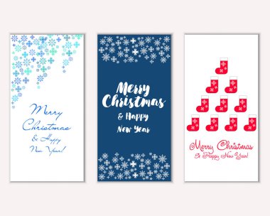 mutlu Noeller ve mutlu yeni yıl tebrik kartları vektör çizim