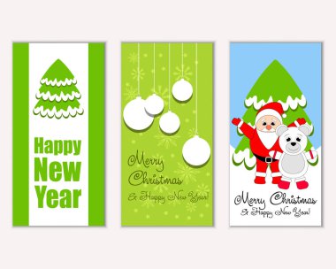 mutlu Noeller ve mutlu yeni yıl tebrik kartları vektör çizim