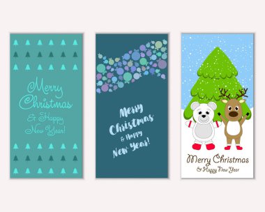 vektör çizim kış tatil tebrik kartları