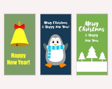 Renkli Noel kartları ile yeni yıl süslemeleri, illüstrasyon vektör