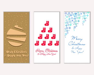 mutlu Noeller ve mutlu yeni yıl tebrik kartları vektör çizim