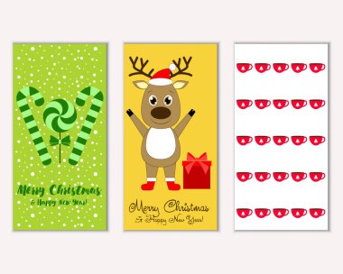 mutlu Noeller ve mutlu yeni yıl tebrik kartları vektör çizim