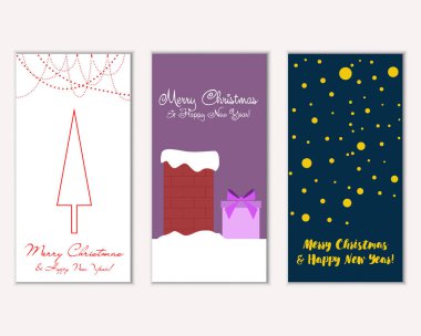 vektör çizim kış tatil tebrik kartları