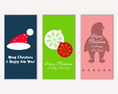 mutlu Noeller ve mutlu yeni yıl tebrik kartları vektör çizim