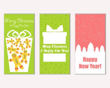 mutlu Noeller ve mutlu yeni yıl tebrik kartları vektör çizim     
