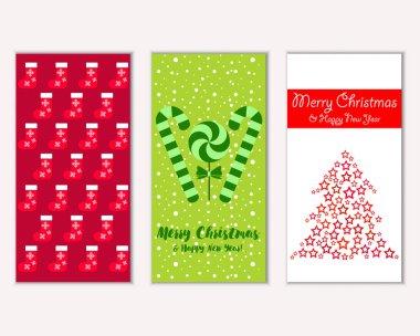 mutlu Noeller ve mutlu yeni yıl tebrik kartları vektör çizim