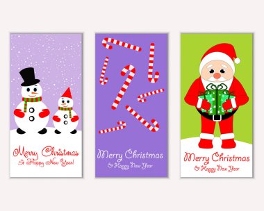 mutlu Noeller ve mutlu yeni yıl tebrik kartları vektör çizim