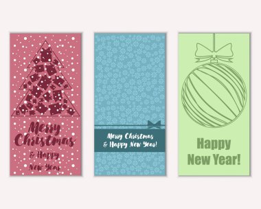 Renkli Noel kartları ile yeni yıl süslemeleri, illüstrasyon vektör
