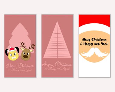 mutlu Noeller ve mutlu yeni yıl tebrik kartları vektör çizim     