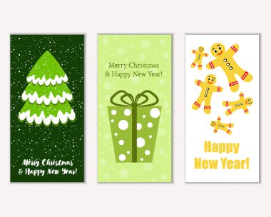 vektör çizim kış tatil tebrik kartları