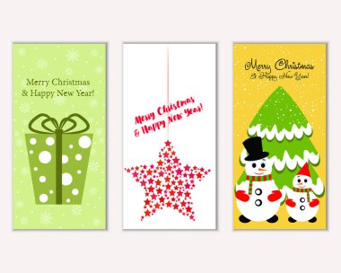 vektör çizim kış tatil tebrik kartları