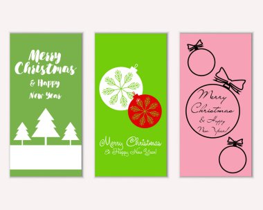 mutlu Noeller ve mutlu yeni yıl tebrik kartları vektör çizim