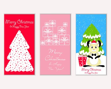 Renkli Noel kartları ile yeni yıl süslemeleri, illüstrasyon vektör