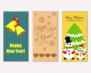 vektör çizim kış tatil tebrik kartları