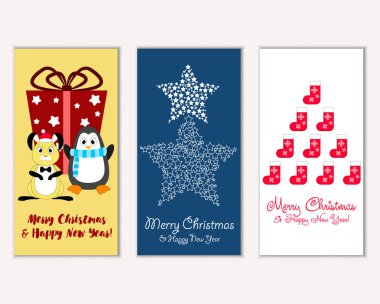 vektör çizim kış tatil tebrik kartları