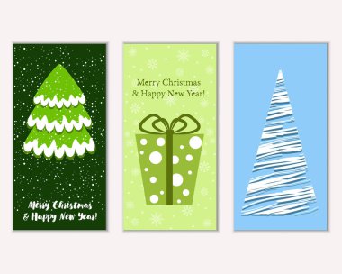 vektör çizim kış tatil tebrik kartları