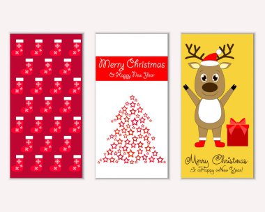 mutlu Noeller ve mutlu yeni yıl tebrik kartları vektör çizim