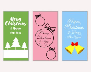 mutlu Noeller ve mutlu yeni yıl tebrik kartları vektör çizim