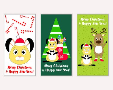 Renkli Noel kartları ile yeni yıl süslemeleri, illüstrasyon vektör