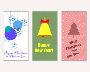 Renkli Noel kartları ile yeni yıl süslemeleri, illüstrasyon vektör