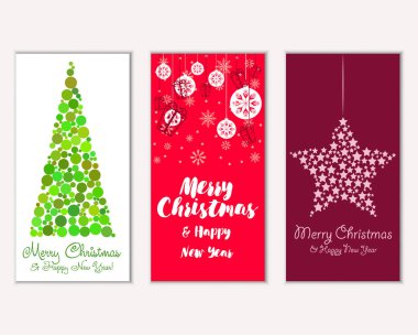 Mutlu Noeller ve mutlu yeni yıl tebrik kartları. Vektör çizim   