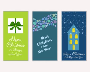 vektör çizim kış tatil tebrik kartları