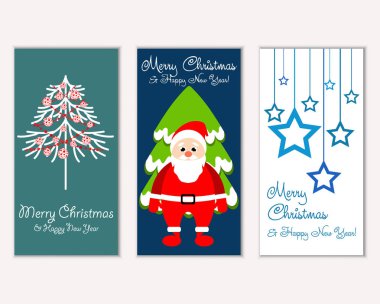 mutlu Noeller ve mutlu yeni yıl tebrik kartları vektör çizim