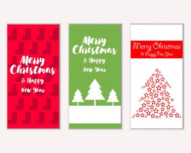 mutlu Noeller ve mutlu yeni yıl tebrik kartları vektör çizim