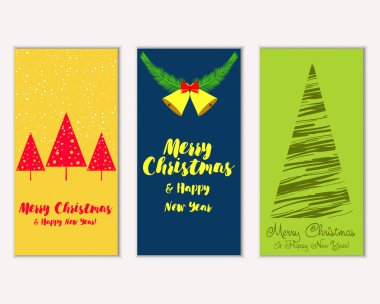 Mutlu Noeller ve mutlu yeni yıl tebrik kartları. Vektör çizim     