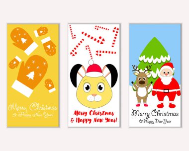 mutlu Noeller ve mutlu yeni yıl tebrik kartları vektör çizim       