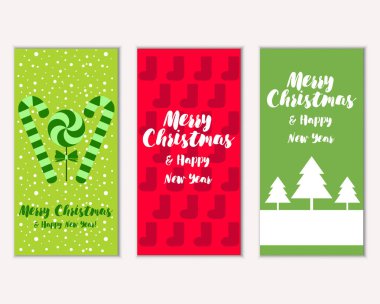 mutlu Noeller ve mutlu yeni yıl tebrik kartları vektör çizim