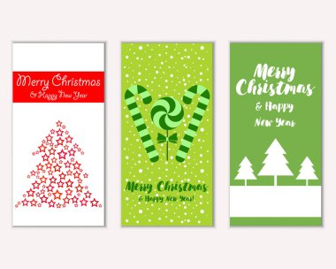 mutlu Noeller ve mutlu yeni yıl tebrik kartları vektör çizim
